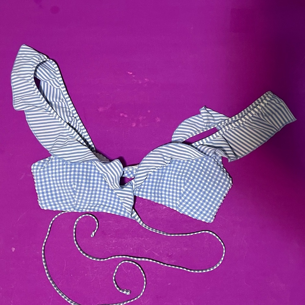 Blue/White Plaid Bikini Top